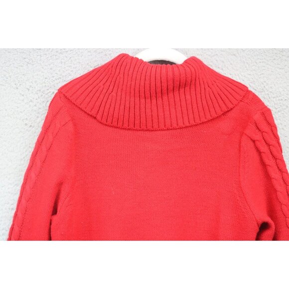 Calvin Klein Cowl Neck Red Cable Knit Sweater-Medium-Chunky-Cozy-Soft - Picture 10 of 10